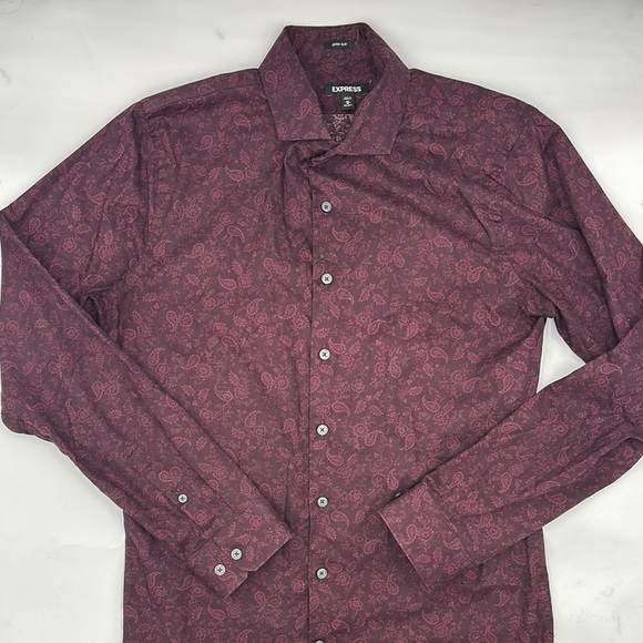 Express Extra Slim Patterned Button-Down Shirt - Picture 1 of 6
